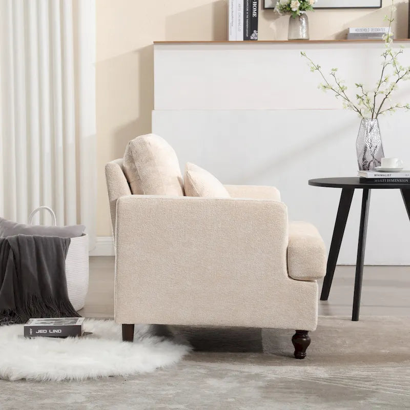 Fauteuil d'appoint rembourré moderne avec cadre en bois