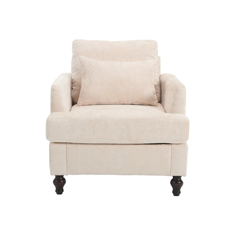 Fauteuil d'appoint rembourré moderne avec cadre en bois