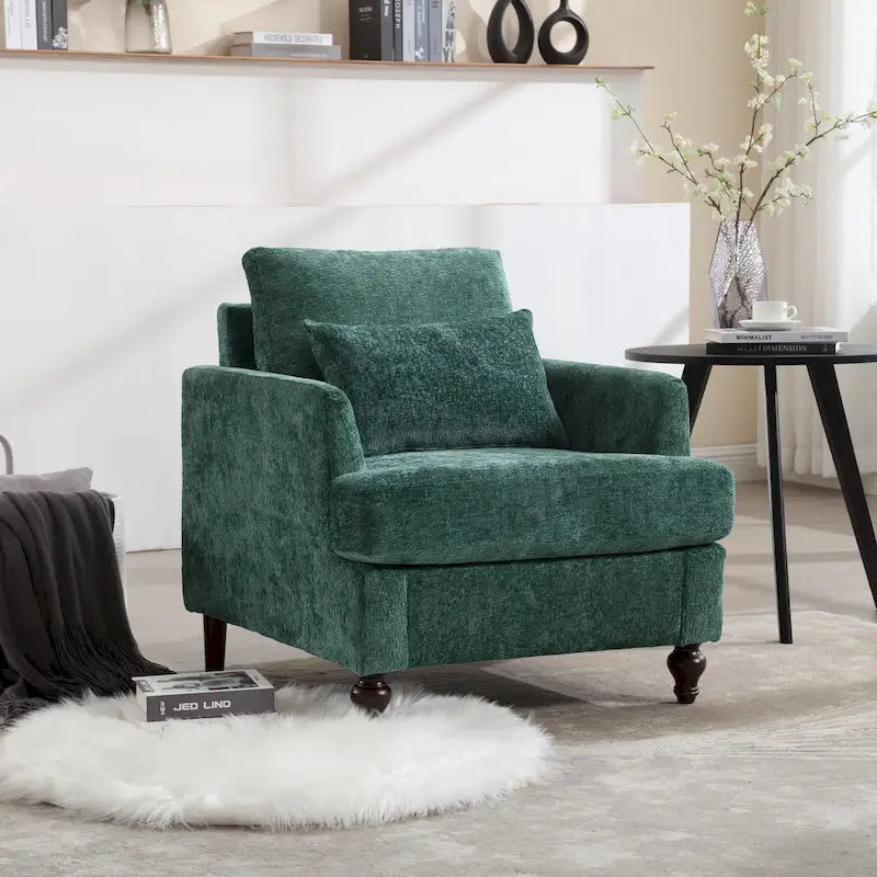 Fauteuil d'appoint rembourré moderne avec cadre en bois