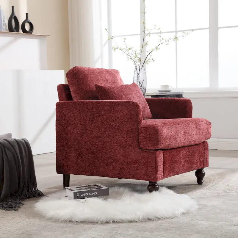 Fauteuil d'appoint rembourré moderne avec cadre en bois