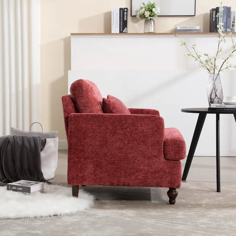 Fauteuil d'appoint rembourré moderne avec cadre en bois