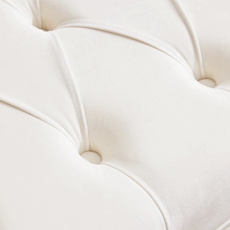 Banc capitonné en velours, 153 cm — Gris / Beige / Bleu / Rose