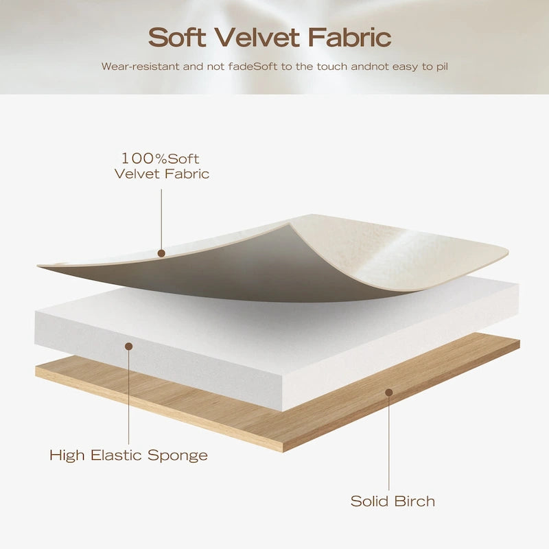 Banc capitonné en velours, 153 cm — Gris / Beige / Bleu / Rose