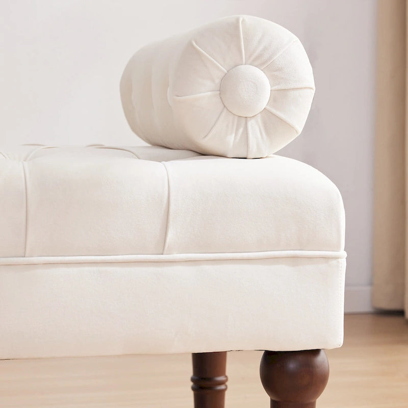 Banc capitonné en velours, 153 cm — Gris / Beige / Bleu / Rose
