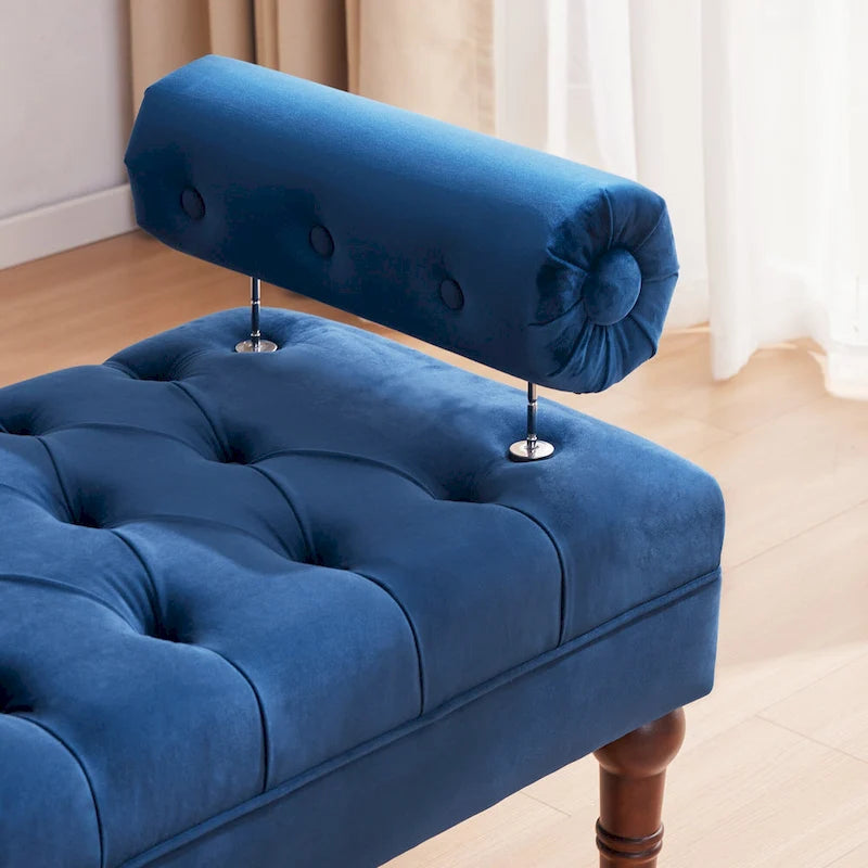 Banc capitonné en velours, 153 cm — Gris / Beige / Bleu / Rose