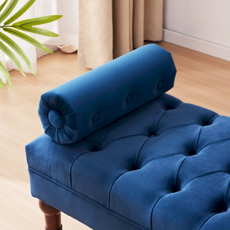 Banc capitonné en velours, 153 cm — Gris / Beige / Bleu / Rose