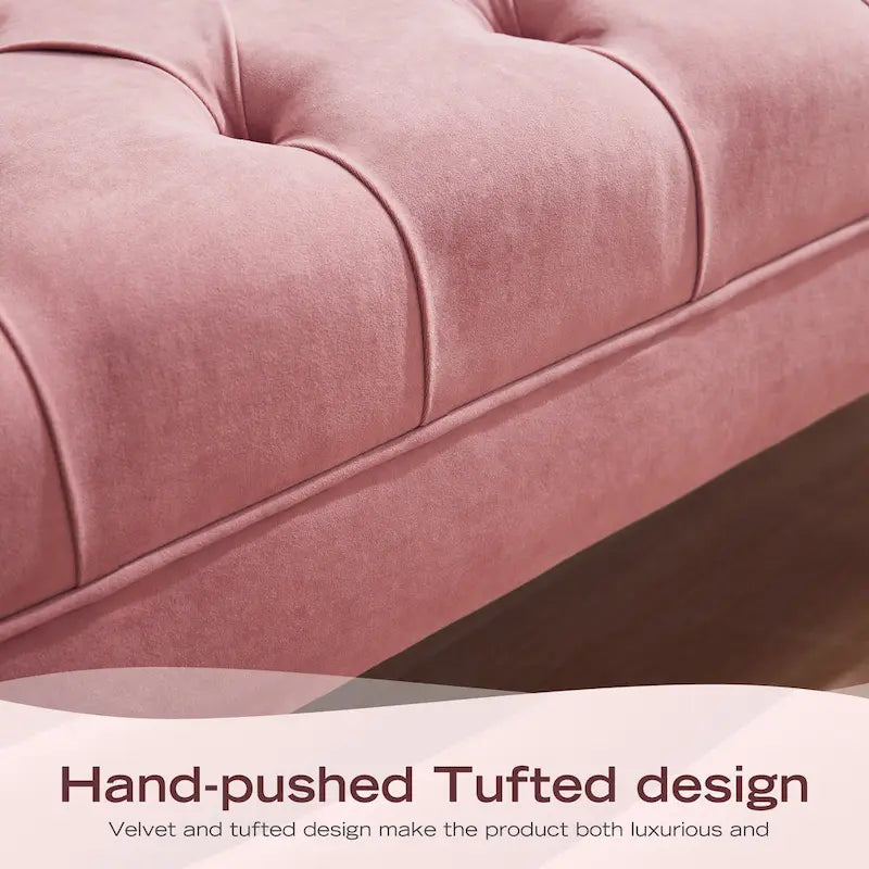 Banc capitonné en velours, 153 cm — Gris / Beige / Bleu / Rose