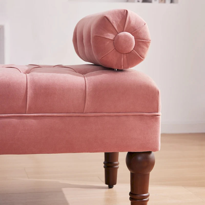 Banc capitonné en velours, 153 cm — Gris / Beige / Bleu / Rose