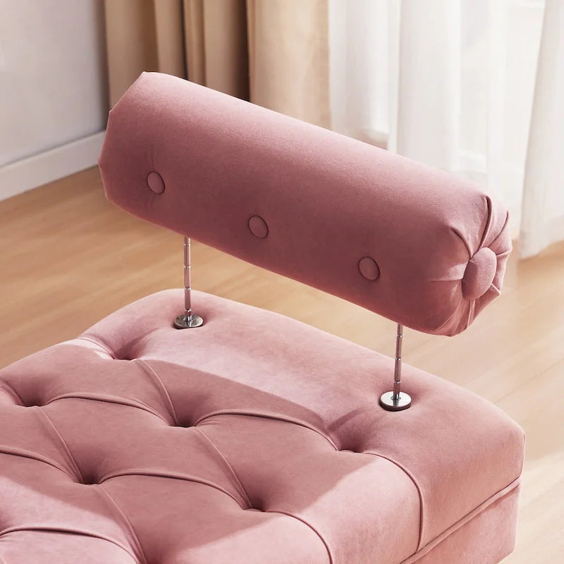 Banc capitonné en velours, 153 cm — Gris / Beige / Bleu / Rose