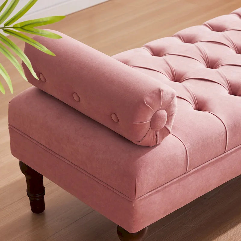 Banc capitonné en velours, 153 cm — Gris / Beige / Bleu / Rose
