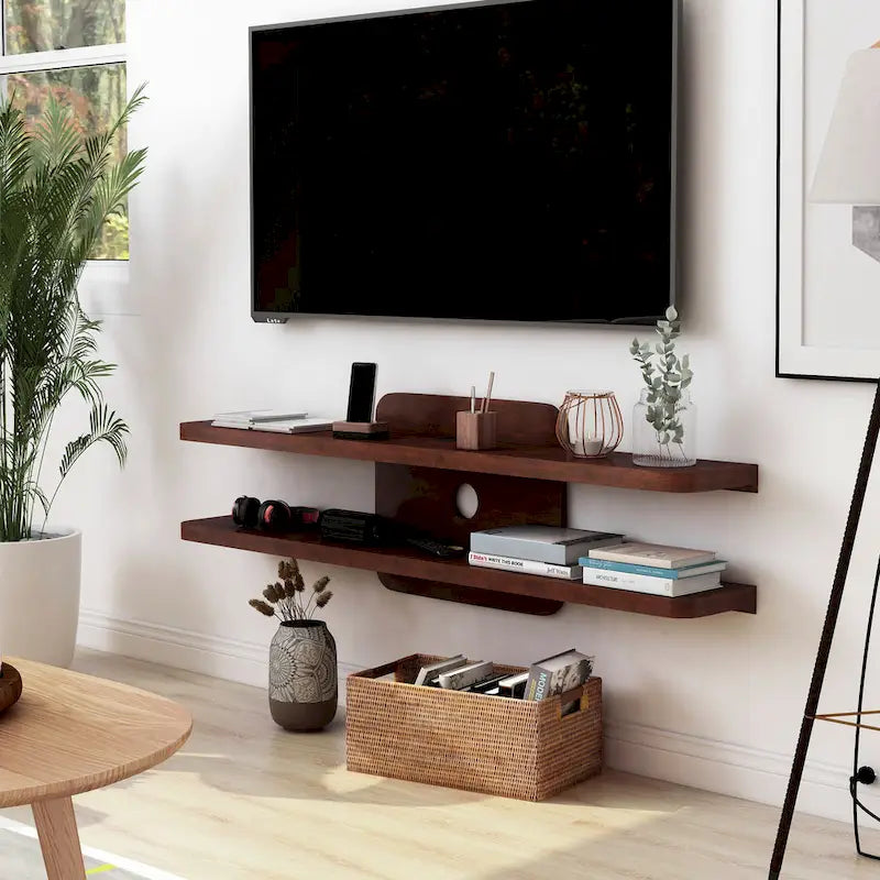 Étagères murales modernes de 152 cm pour console TV à 2 niveaux