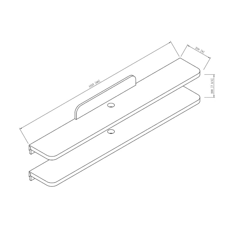 Étagères murales modernes de 152 cm pour console TV à 2 niveaux