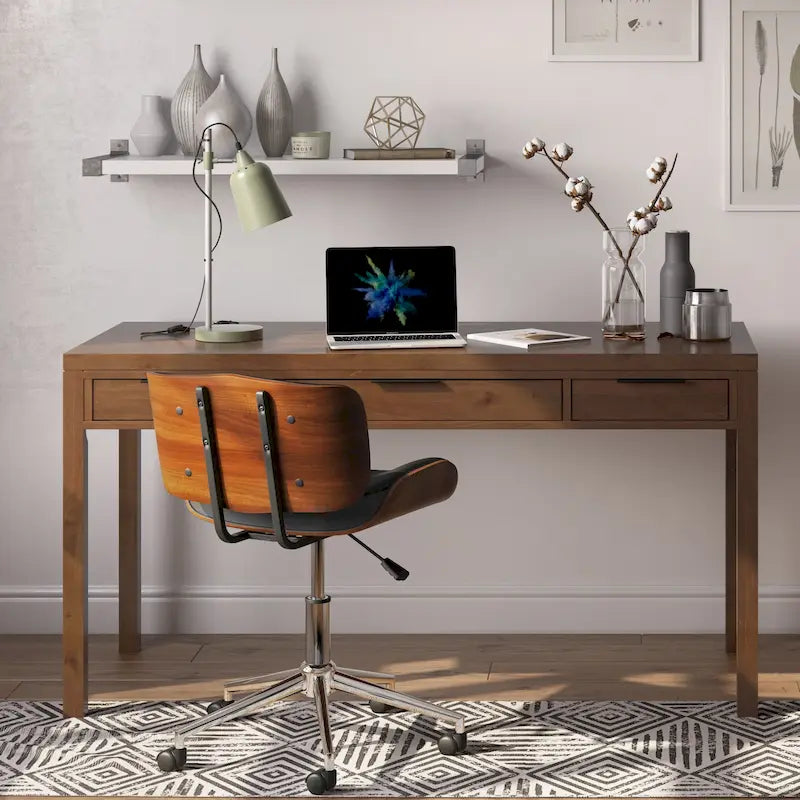 Bureau contemporain en bois massif de 152 cm de large
