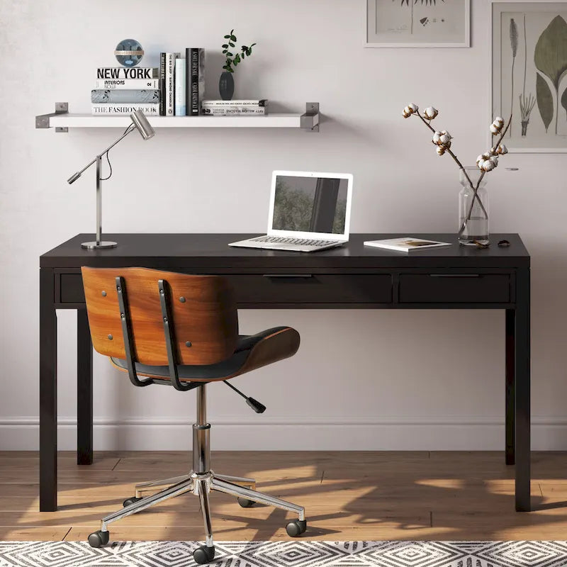 Bureau contemporain en bois massif de 152 cm de large