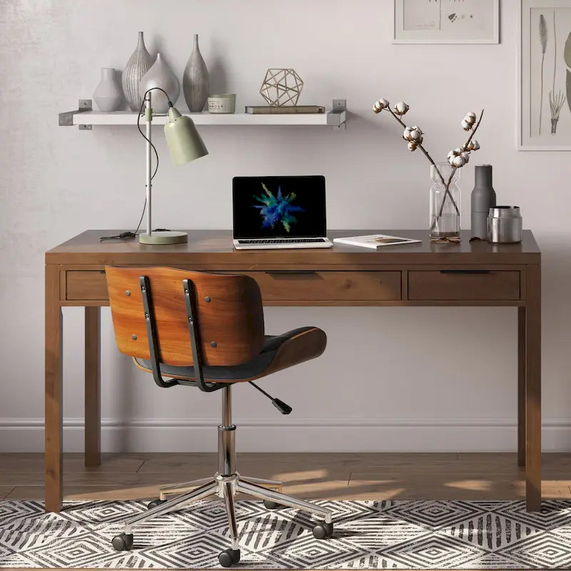Bureau contemporain en bois massif de 152 cm de large