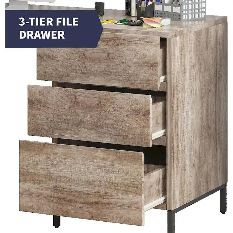 Bureau d'angle en L avec tiroirs, Grand bureau d'angle, Bureau de direction moderne, Table d'écriture de travail