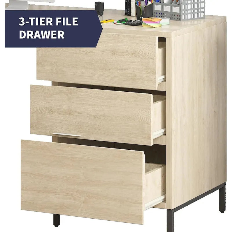 Bureau d'angle en L avec tiroirs, Grand bureau d'angle, Bureau de direction moderne, Table d'écriture de travail