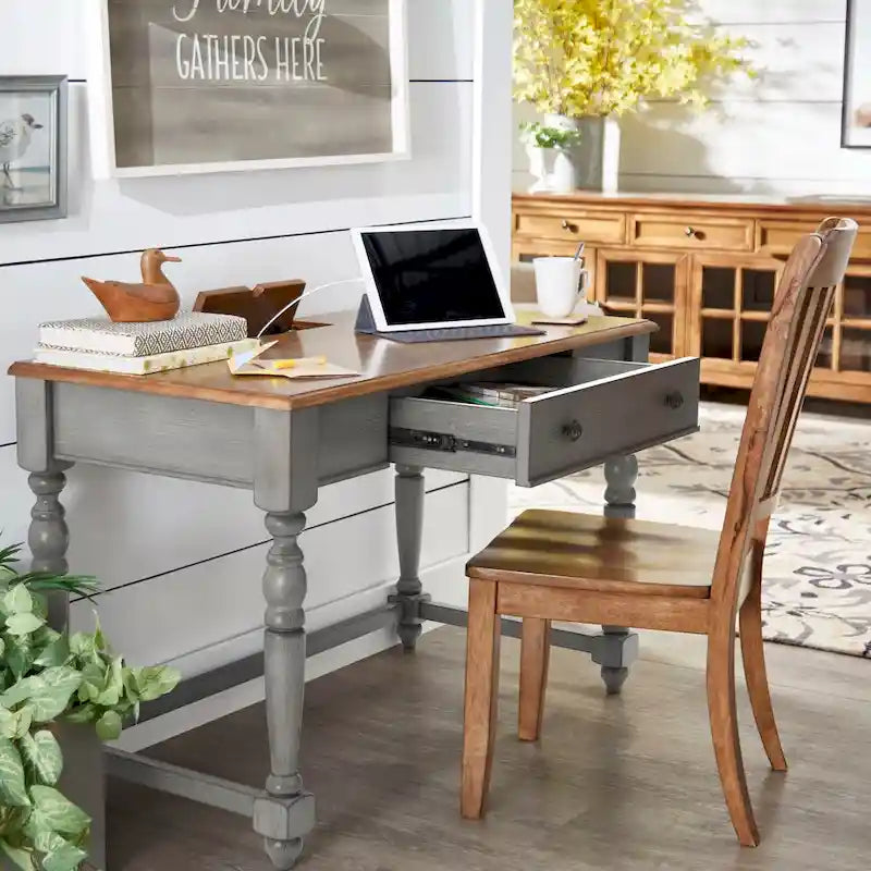 Bureau ancien à 1 tiroir avec station de recharge