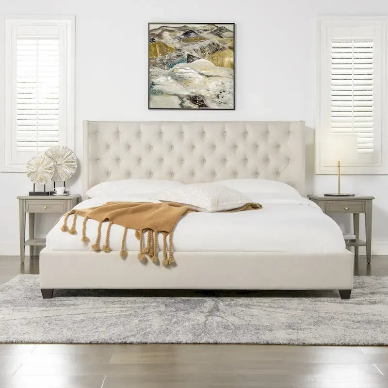 Manhattan Wingback Headboard King Platform Bed