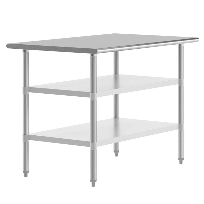 Table de travail et de préparation commerciale en acier inoxydable de calibre 18