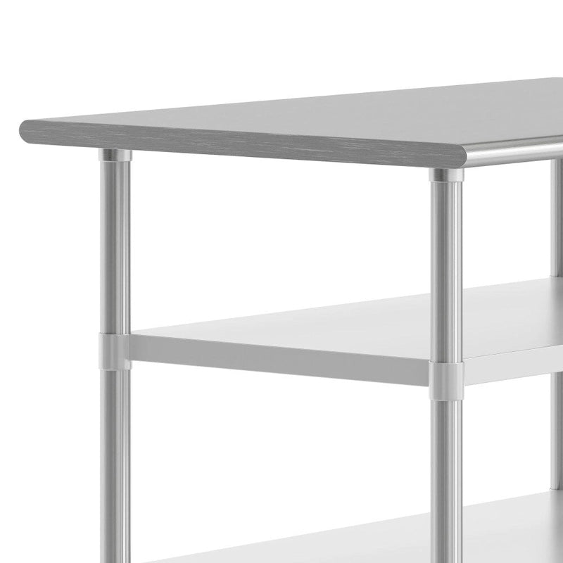 Table de travail et de préparation commerciale en acier inoxydable de calibre 18