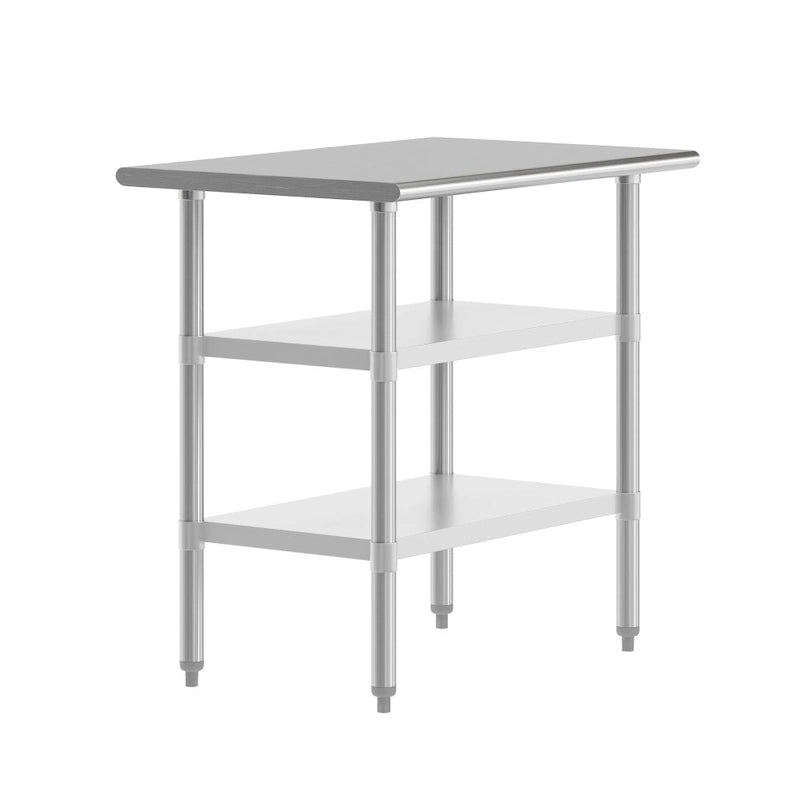 Table de travail et de préparation commerciale en acier inoxydable de calibre 18