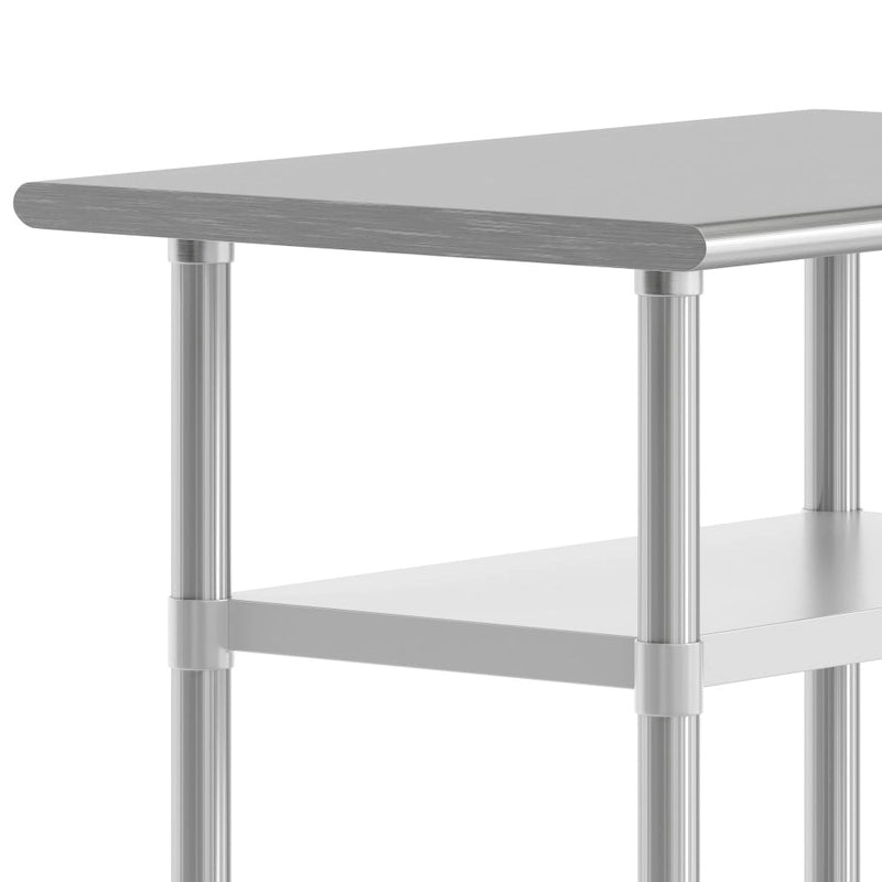 Table de travail et de préparation commerciale en acier inoxydable de calibre 18