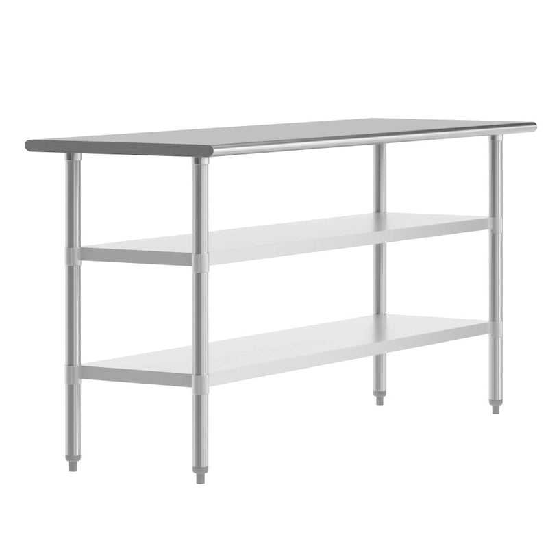 Table de travail et de préparation commerciale en acier inoxydable de calibre 18