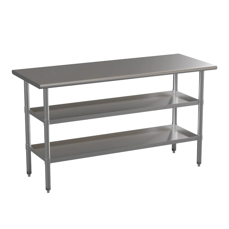 Table de travail et de préparation commerciale en acier inoxydable de calibre 18
