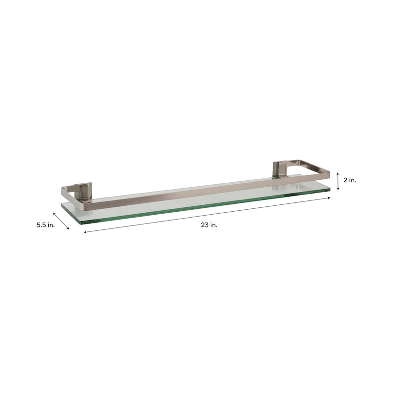 Étagère en verre avec rail en nickel - 23.00 x 5.50 x 2.00