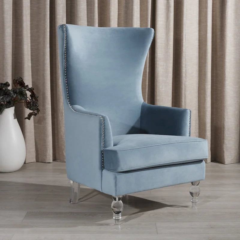 Fauteuil d'appoint moderne en velours à oreilles - 29Lx32Px45H
