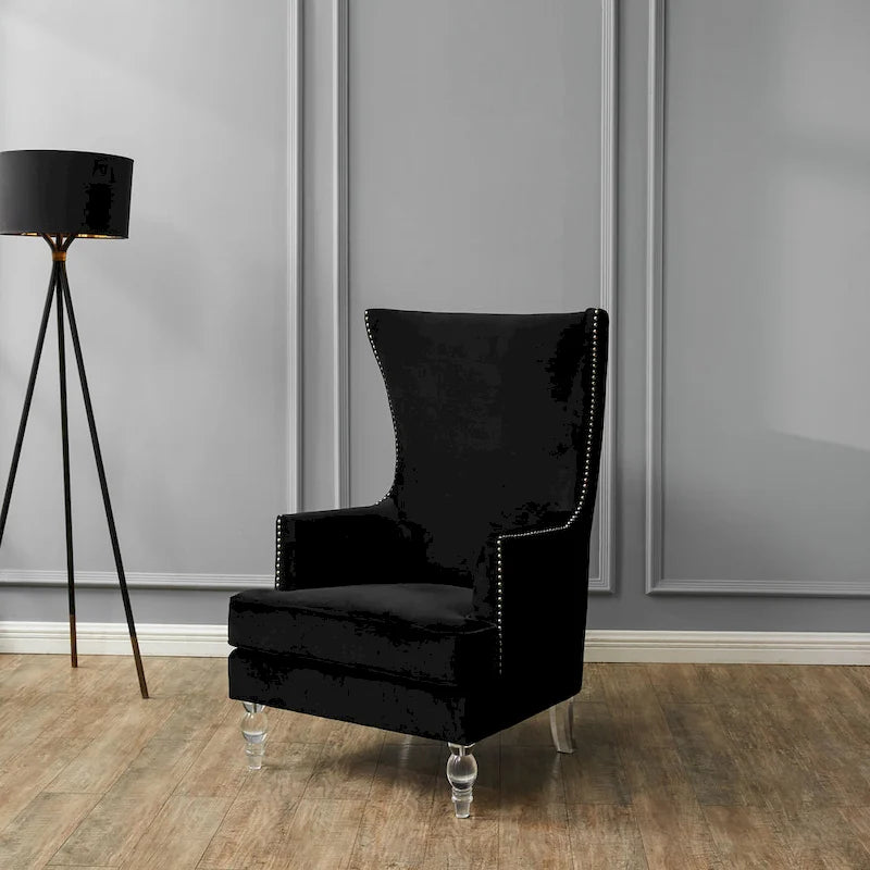 Fauteuil d'appoint moderne en velours à oreilles - 29Lx32Px45H