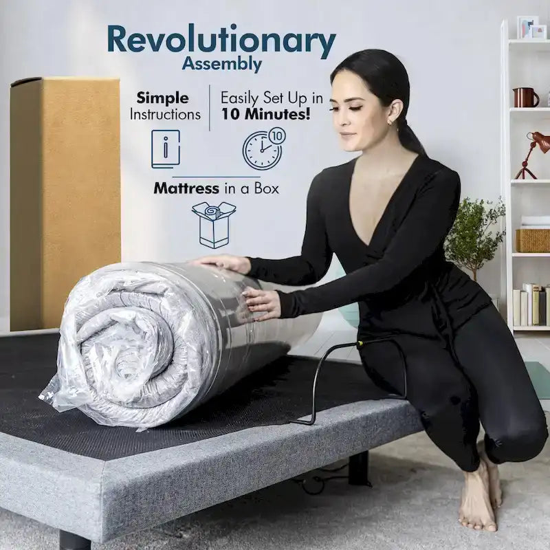 Cadre de lit réglable Zéro Gravité avec matelas en mousse à mémoire de forme et gel rafraîchissant de 35,5 cm, double massage, USB, lumière sous le lit, télécommande et contrôle par application