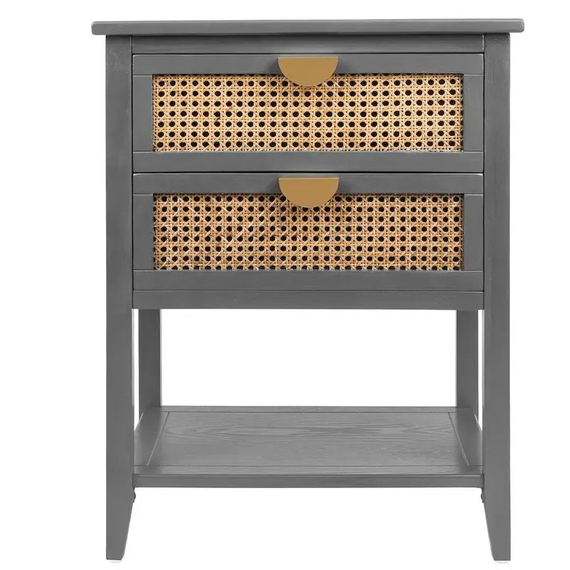 Table d'appoint en rotin à 2 tiroirs – Table de chevet et Bout de canapé