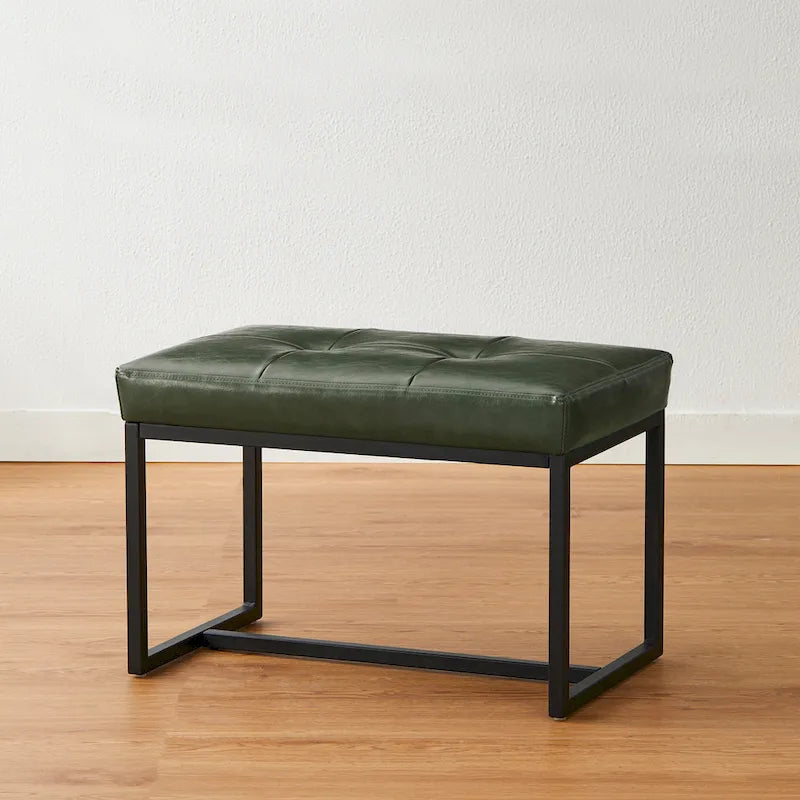 24W Pouf de repose-pieds ottoman moderne en similicuir capitonné