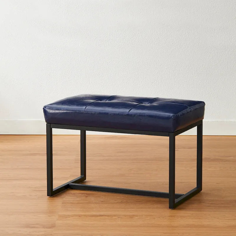 24W Pouf de repose-pieds ottoman moderne en similicuir capitonné