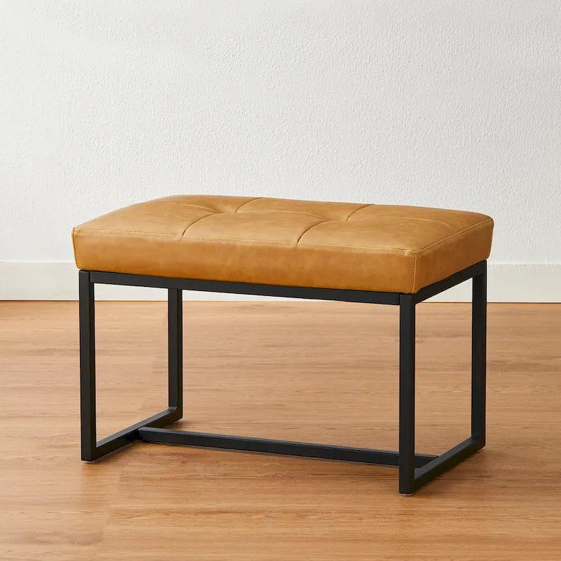 24W Pouf de repose-pieds ottoman moderne en similicuir capitonné