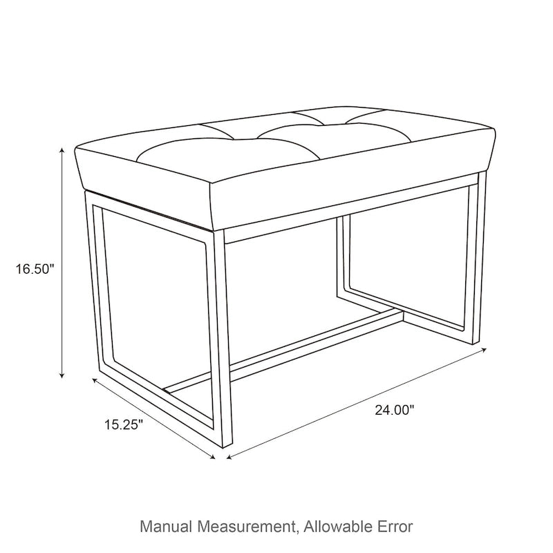 24W Pouf de repose-pieds ottoman moderne en similicuir capitonné