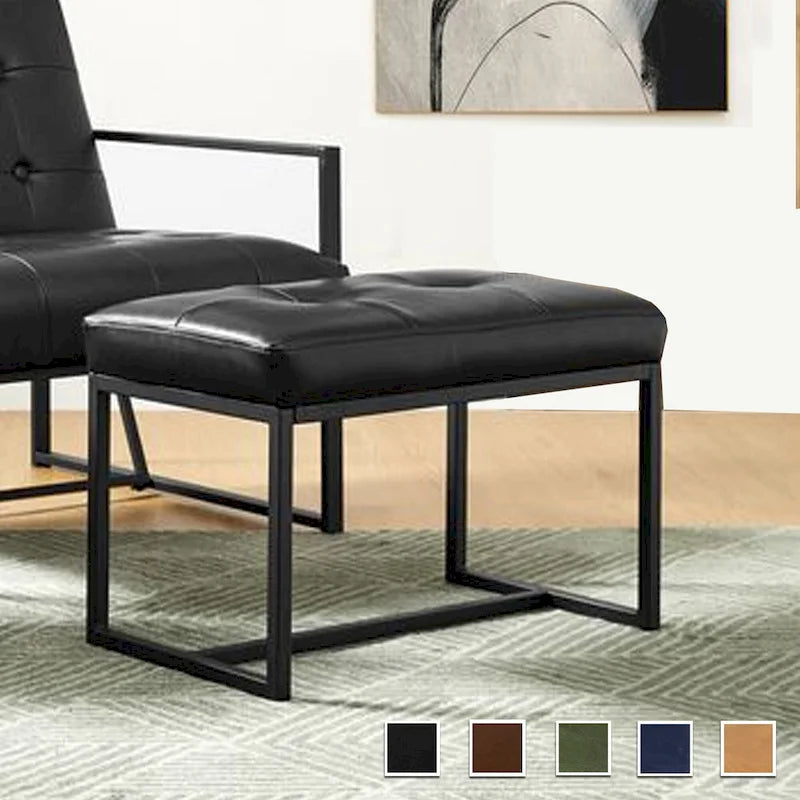 24W Pouf de repose-pieds ottoman moderne en similicuir capitonné