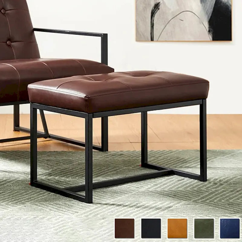 24W Pouf de repose-pieds ottoman moderne en similicuir capitonné