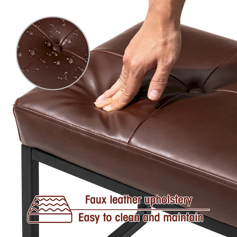 24W Pouf de repose-pieds ottoman moderne en similicuir capitonné