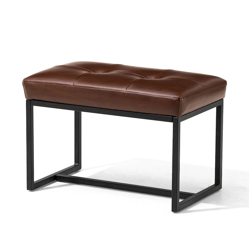 24W Pouf de repose-pieds ottoman moderne en similicuir capitonné