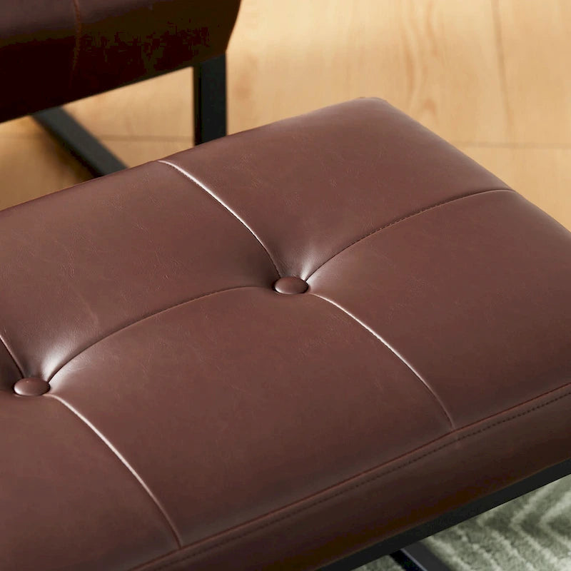 24W Pouf de repose-pieds ottoman moderne en similicuir capitonné