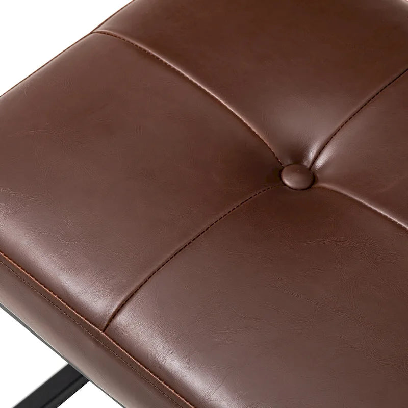 24W Pouf de repose-pieds ottoman moderne en similicuir capitonné