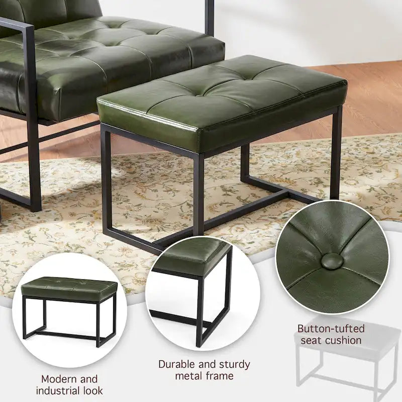 24W Pouf de repose-pieds ottoman moderne en similicuir capitonné