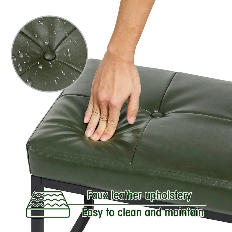 24W Pouf de repose-pieds ottoman moderne en similicuir capitonné