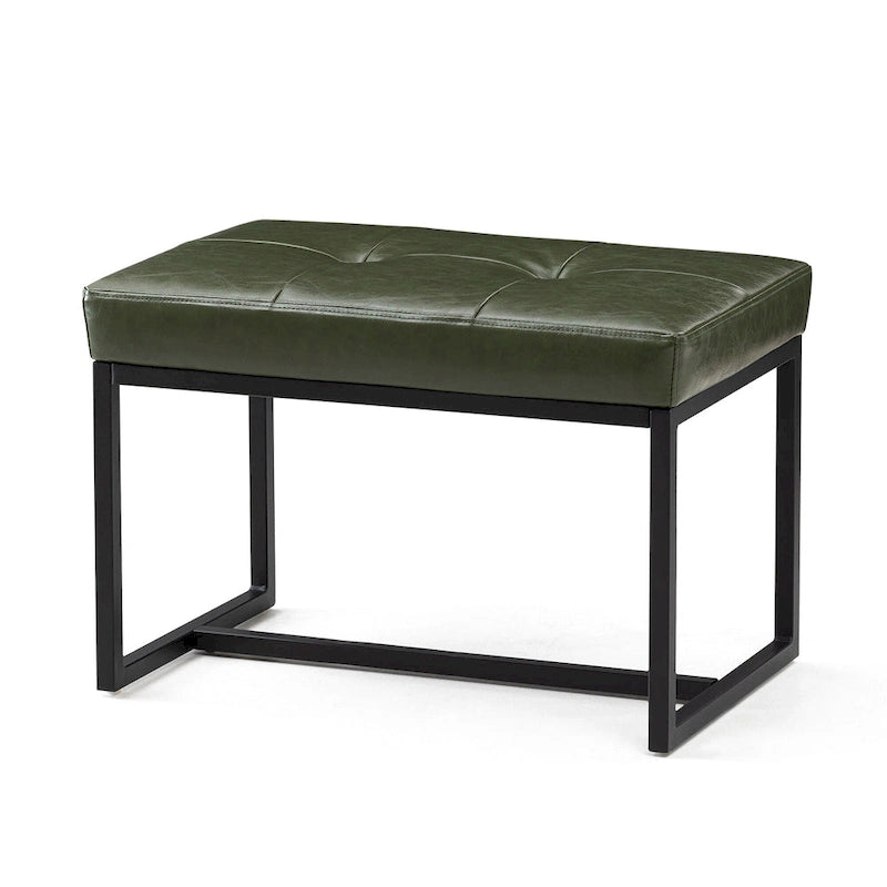 24W Pouf de repose-pieds ottoman moderne en similicuir capitonné