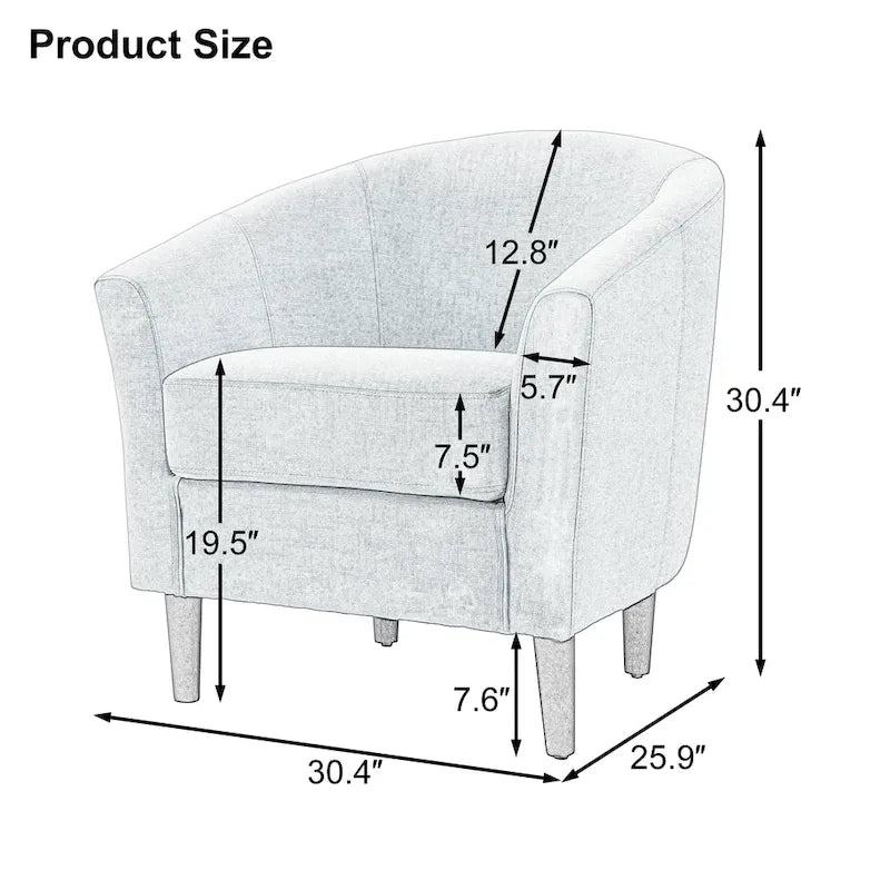 Fauteuil d'appoint moderne rembourré avec pieds en bois