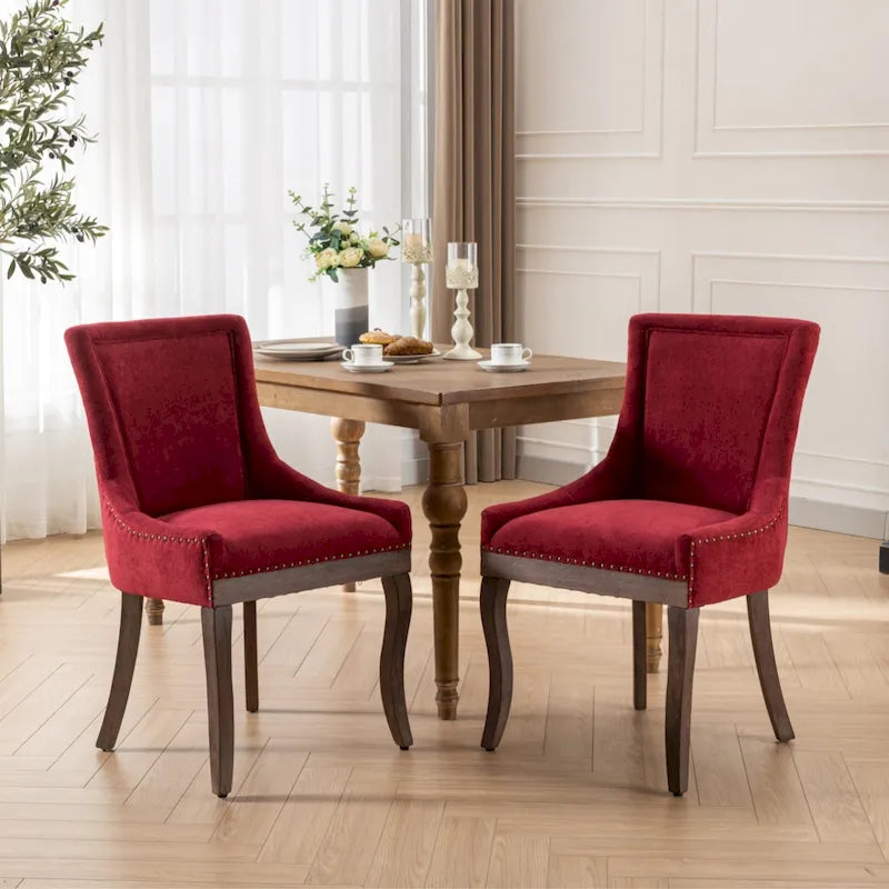 Lot de 2 chaises de salle à manger capitonnées à oreilles