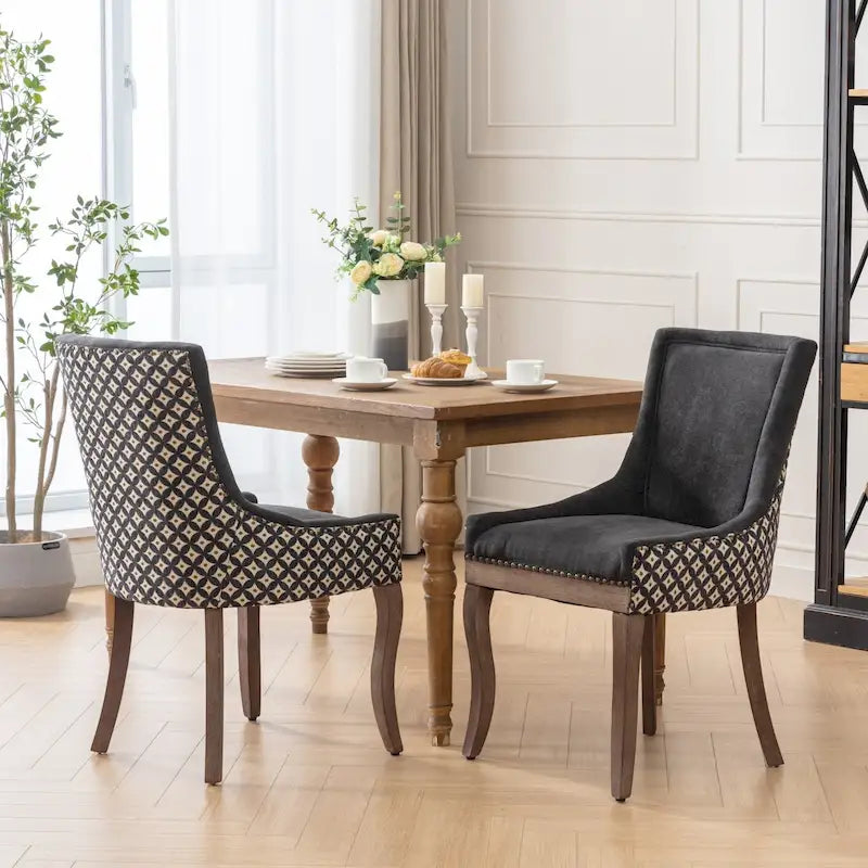 Lot de 2 chaises de salle à manger capitonnées à oreilles